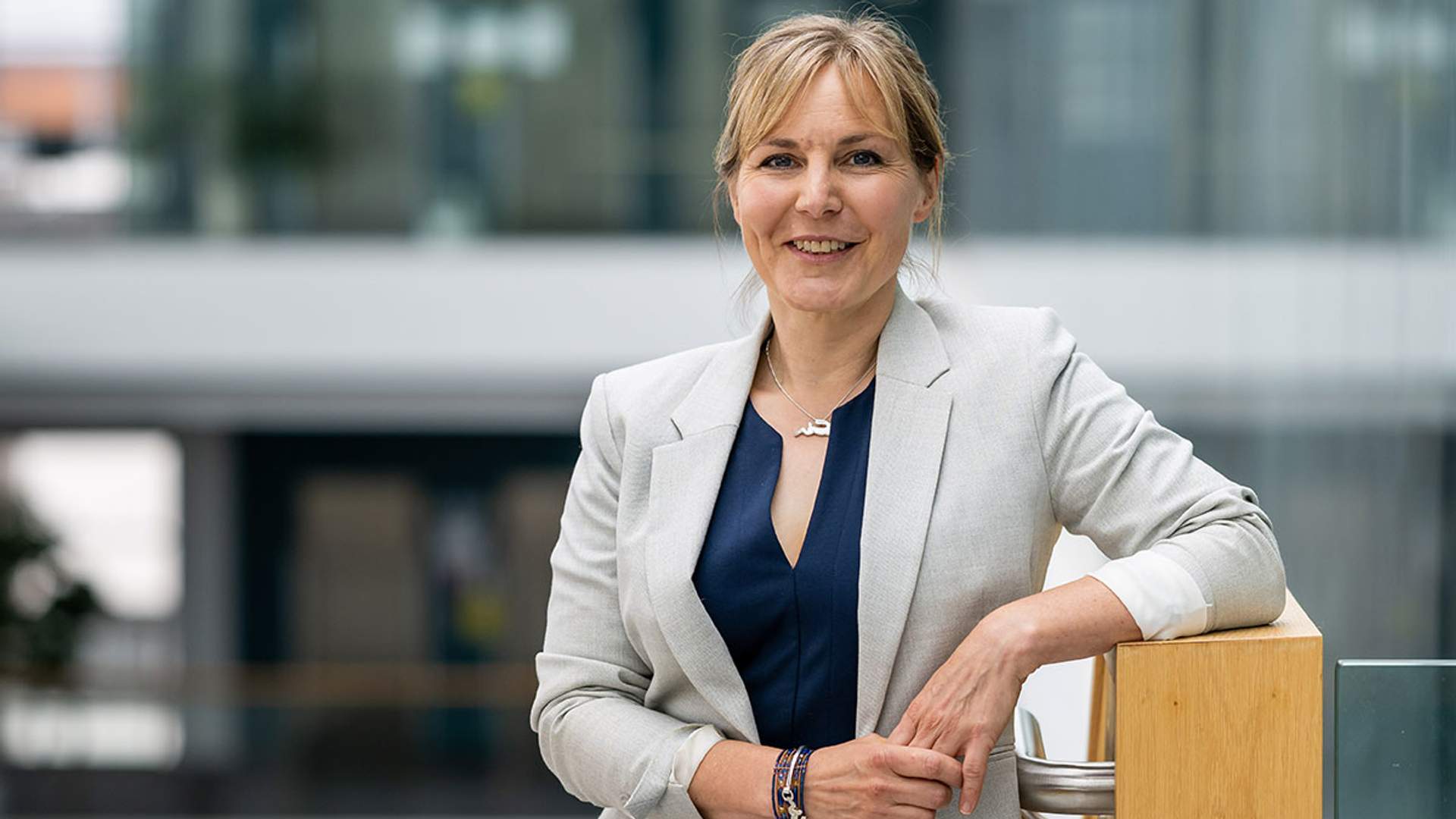 Professor Rachael Langford pictured in the Cardiff School of Management building