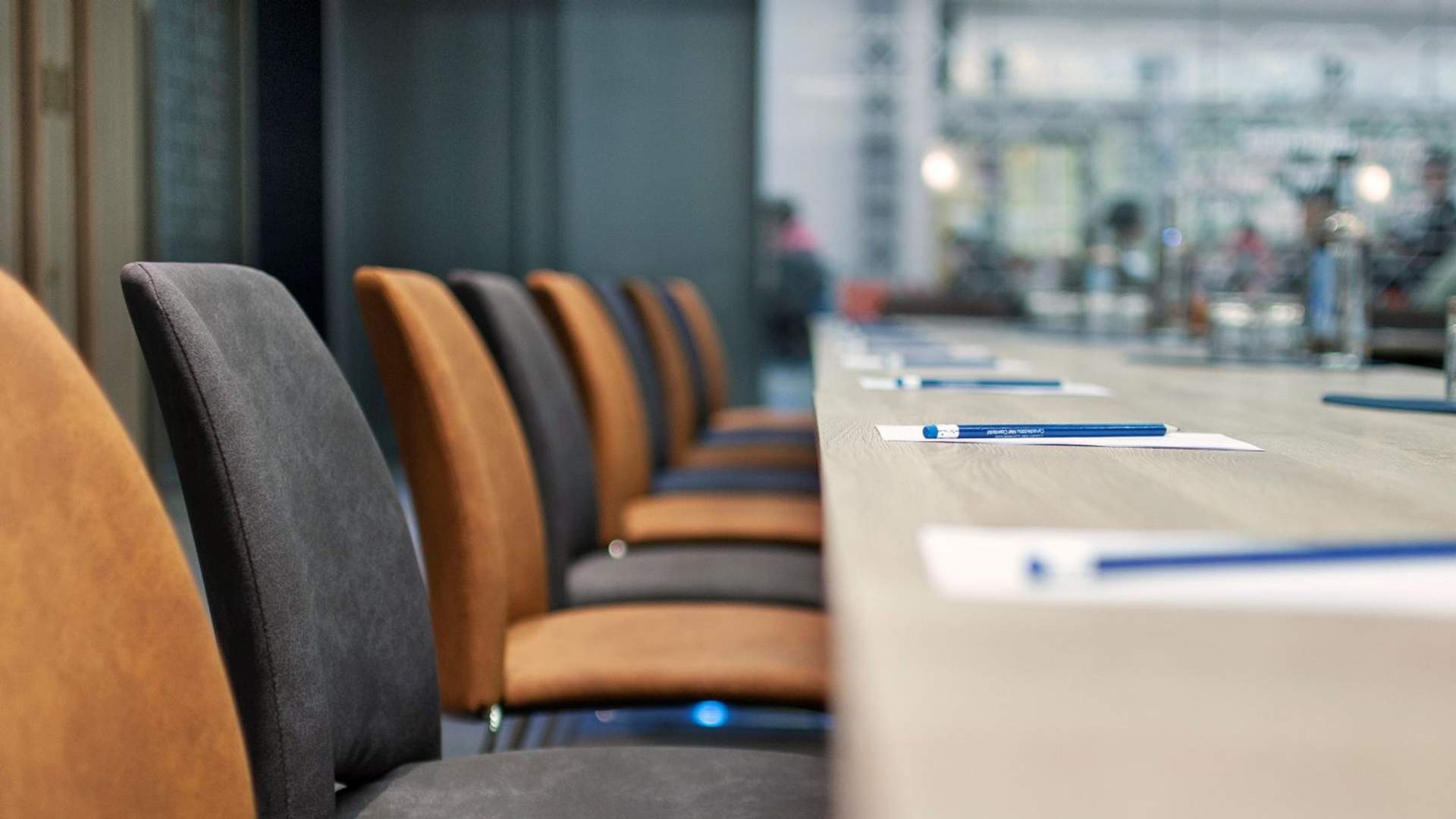 Conference tables and chairs closeup